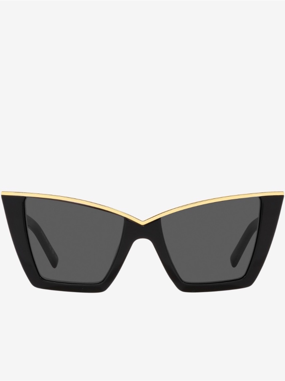 Saint Laurent Black and Gold Angular Cat-Eye Sunglasses - Picture 2 of 3